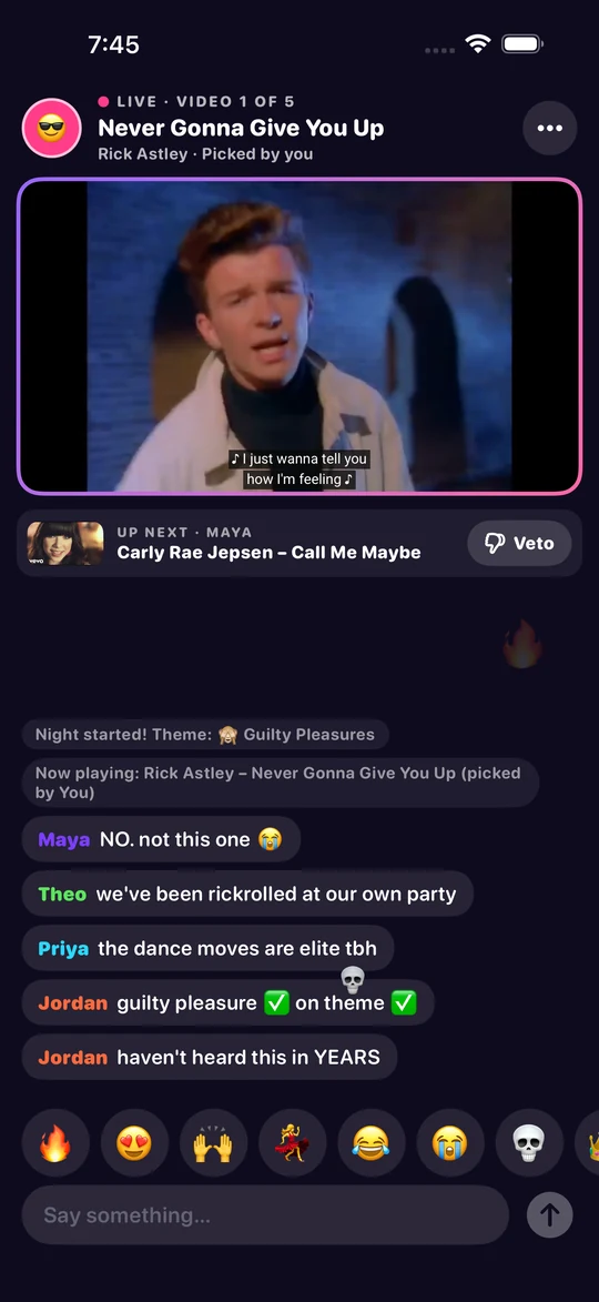 A video playing during the Night